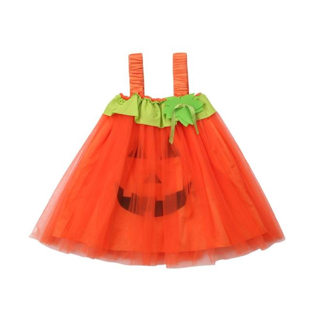 Halloween Carnival Princess Baby Kids Girls Pumpkin Sleeveless Dress