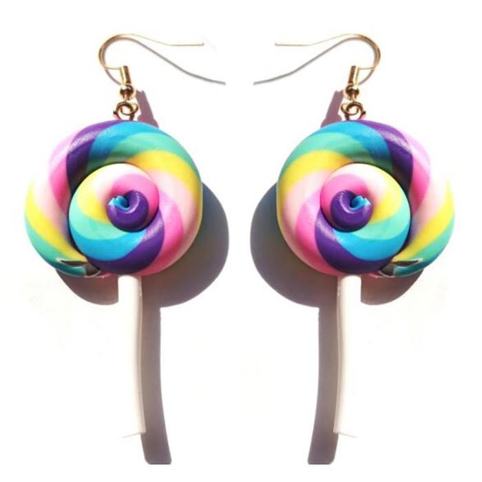 Whimsical Resin Lollipop Drop Earrings