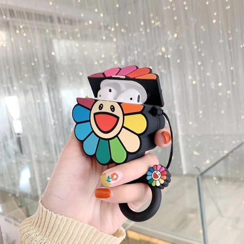 Japanese Sunflower Apple Airpods Protective Case Cover With Key Ring