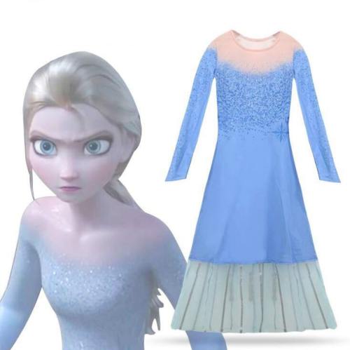 Queen Frozen 2 Elsa Dresses Movie Cosplay Costume Anna Princess Birthday Party Dress  Fancy Dresses Children Clothes