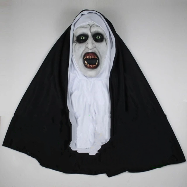 Horror The Nun Led Mask With Headscarf Cosplay Halloween Party Props