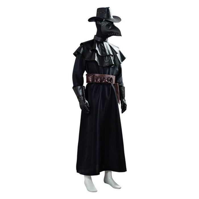 Plague Doctor Steampunk Bird Beak Mask Long Robe Cape Outfit Halloween Cosplay Costume
