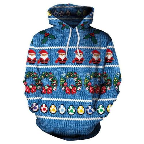 Christmas Wreath And Santa 3D Printed Hoodie Sweatshirt Pullover