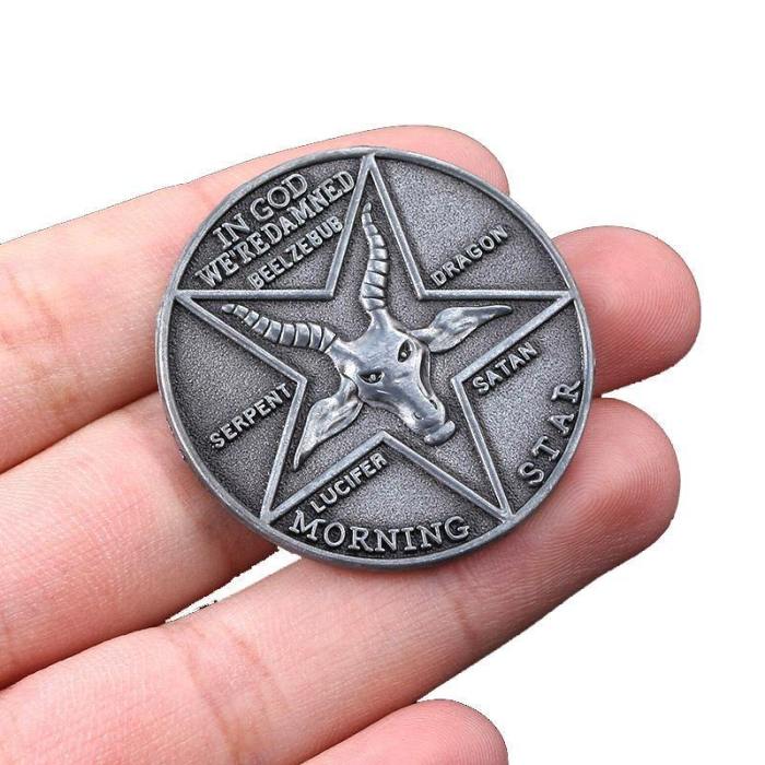 Lucifer Morningstar Satanic Pentecost Cosplay Commemorative Badge Coin