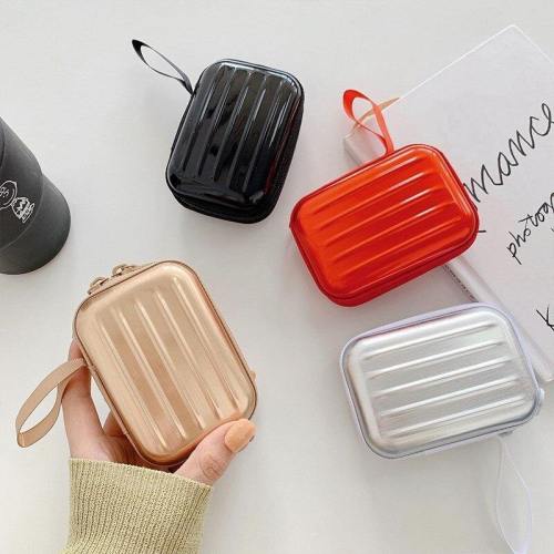 Metallic Colored Wallet Box Apple Airpods Protective Case Bag With Hand Strap