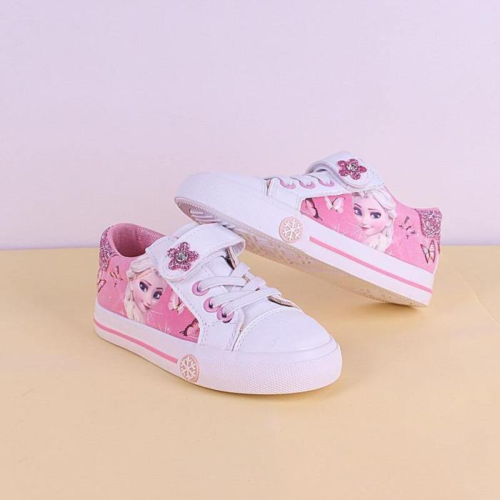 Frozen Girls Pink  Casual Shoes   Elsa And Anna Princess  Pu Soft Sports Shoes