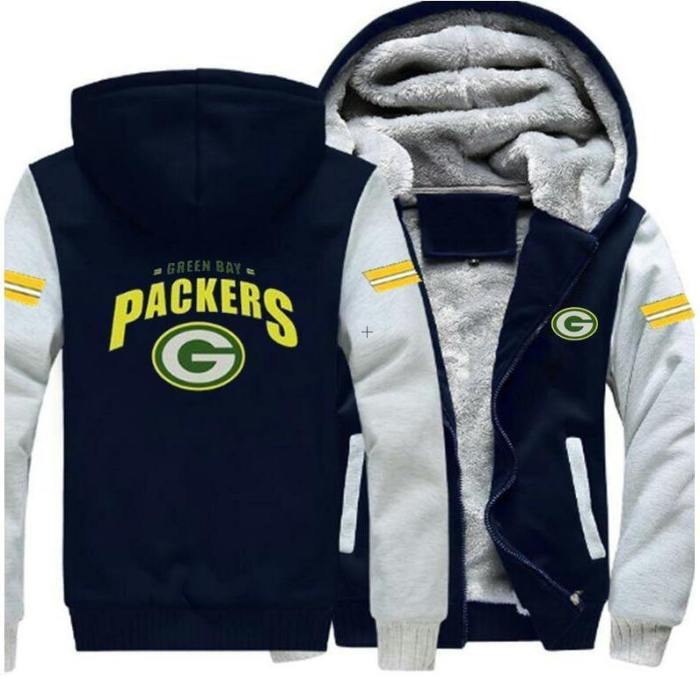 Green Bay Packers Casual Hooded Warm Sweatshirts Male Thicken Tracksuit