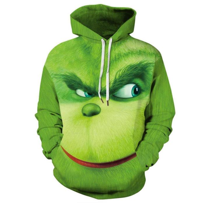 Unisex How The Grinch Stole Christmas 3D Printing Hooded Pullover Hoodies Sweatshirt Tops
