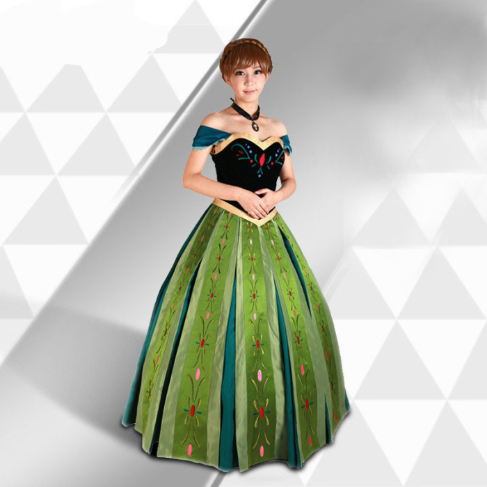 Luxury Adult Princess Anna Cosplay Lolita Coronation Dress Costumes