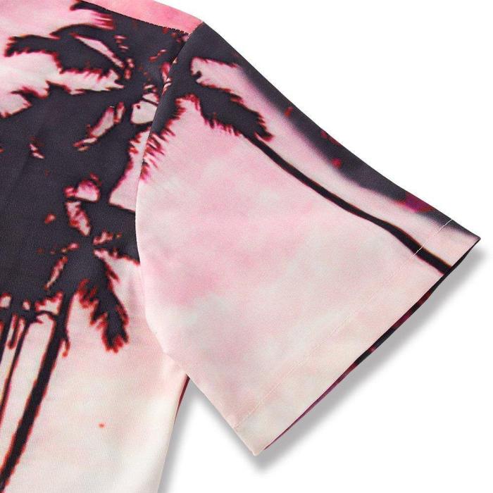 Men'S Romper Fashion Palm Tree Flamingos Hawaiian Jumpsuits