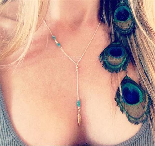 Bohemian Style Feather Chain Necklace