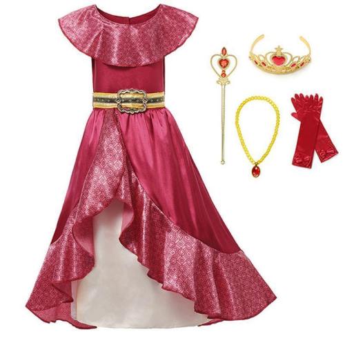 Girl Classic Princess Red Cosplay Elena Of Avalor Adventure Halloween Ball Gown Outfits