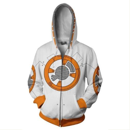 Unisex Bb-8 Hoodies Star Wars Zip Up 3D Print Jacket Sweatshirt