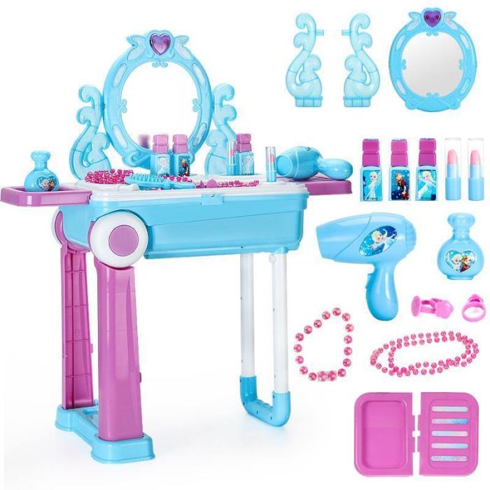  Frozen Child Girl Play House Dresser Dresser Beauty Toy Suitcase Set