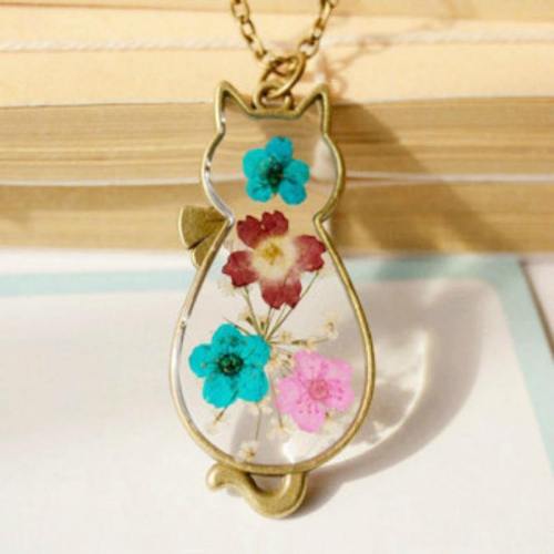 Handmade Flowery Kitten Necklace