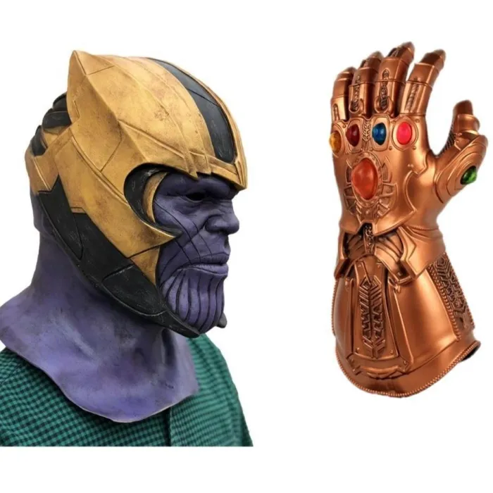 Endgame Thanos Mask Helmet Gauntlet Cosplay Halloween Party Props