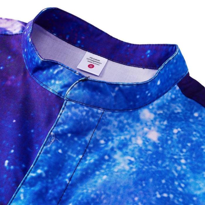 Men'S Rompers Zipper Galaxy Universe Space Printed Jumpsuits