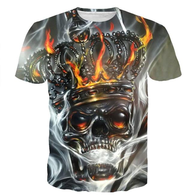 Crowned Skull King With Flames 3D Shirt