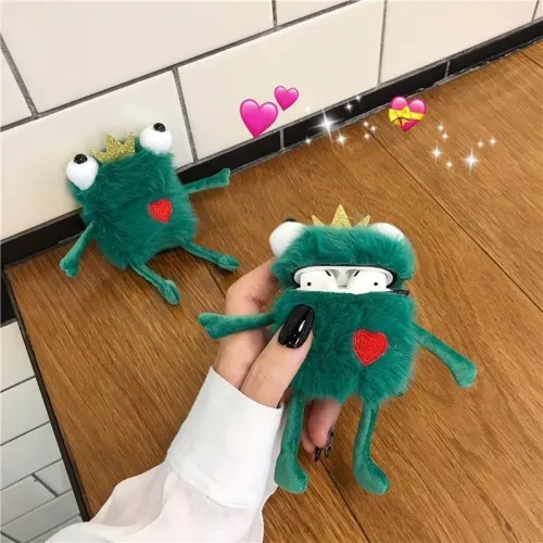 Plush Toy Frog Apple Airpods Protective Case Cover