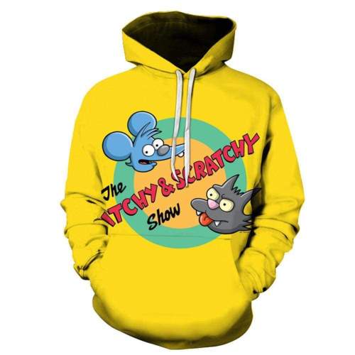 The Simpsons Hoodie - Itchy Scratchy Pullover Hoodie