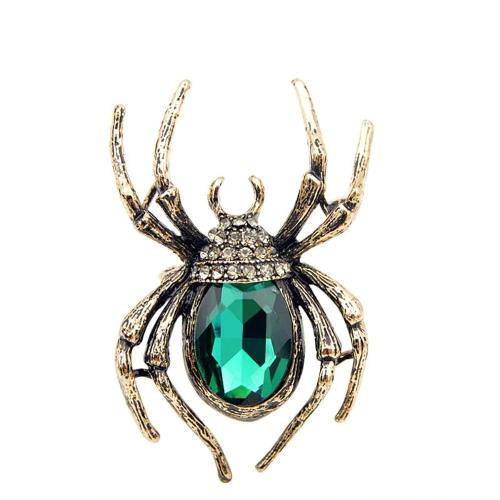 Vintage Rhinestone Spider Brooch Pin