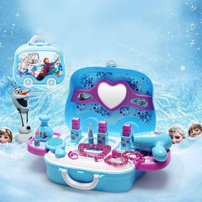  Frozen Blue Backpack Child Girl Makeup Makeup Makeup Toy Set