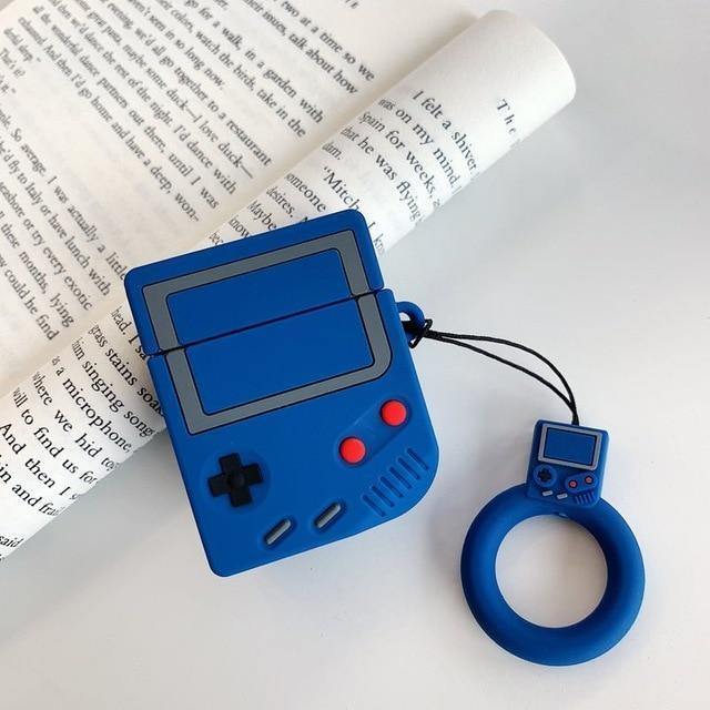 3D Gameboy Game Console Apple Airpods Protective Case Cover With Key Ring