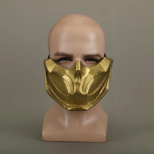 New Mortal Kombat X Scorpion Hanzo Hasashi Sandal Wood Mask Half Face Pvc Masks Adult Men Cosplay Costumes Halloween Mask