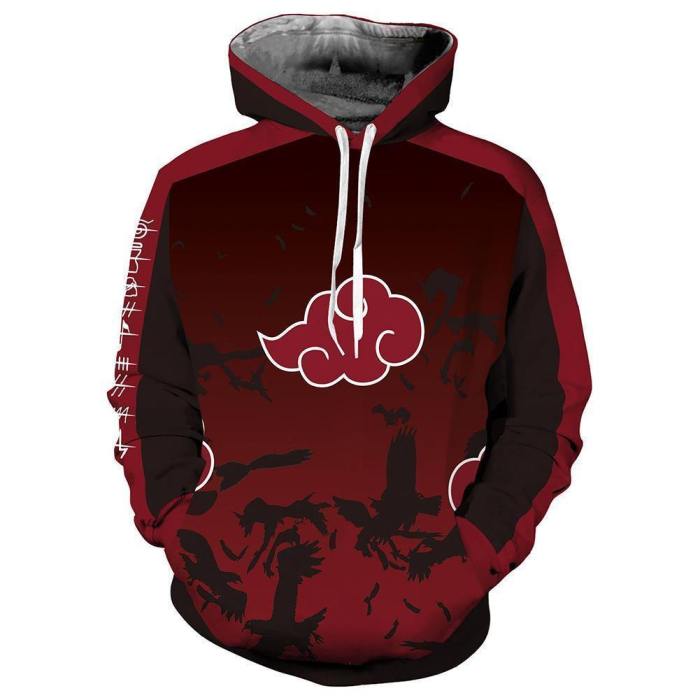 Unisex Akatsuki Organization Hoodies Naruto Pullover 3D Print Jacket Sweatshirt