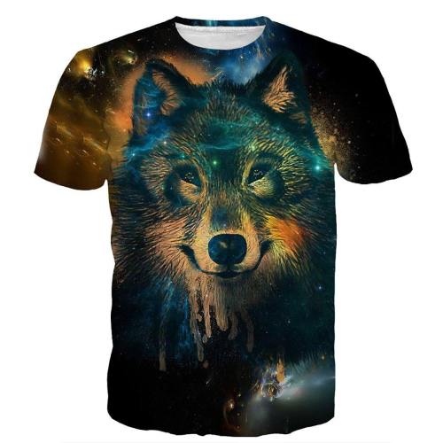 Space Galaxy Warrior Wolf Shirt