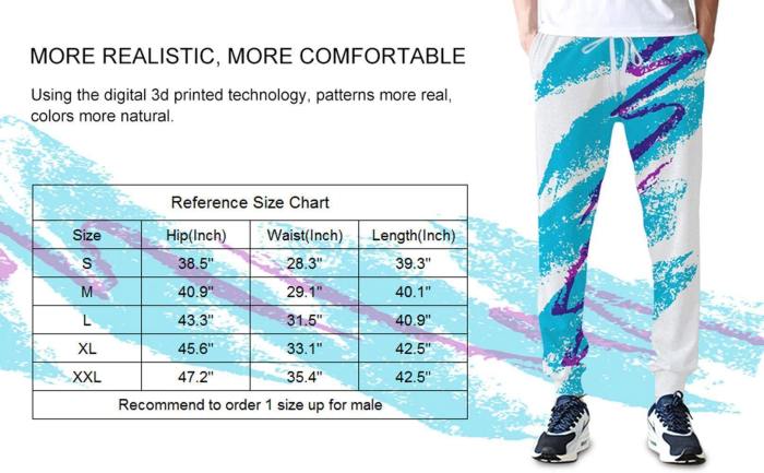 Mens Jogger Pants 3D Printing White Stars Pattern Trousers