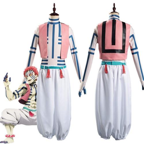 Demon Slayer: Kimetsu No Yaiba Hakuji/Akaza Men Vest Pants Outfits Halloween Carnival Suit Cosplay Costume