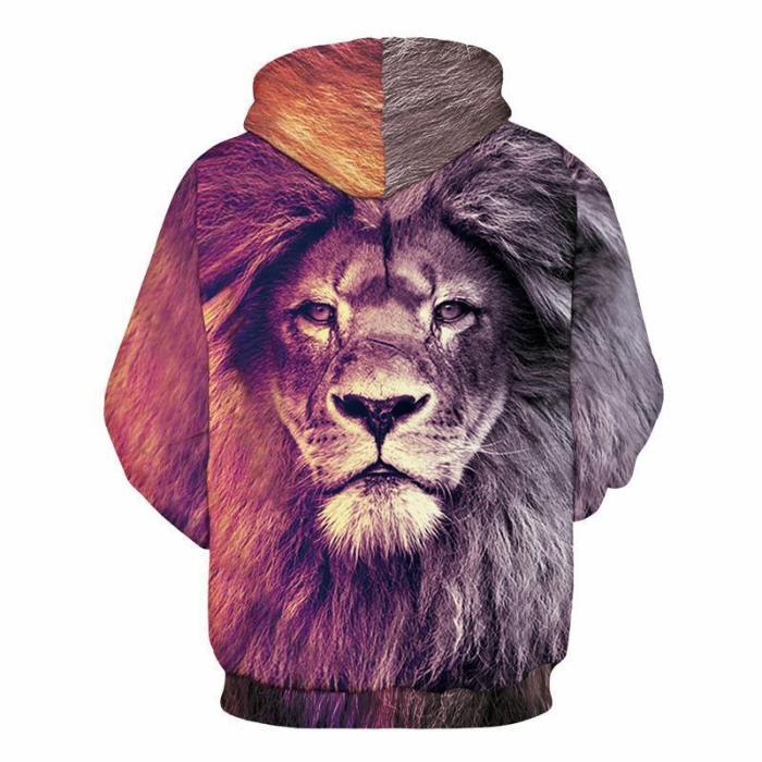 3D Print Hoodie - Lion Head Pattern Pullover Hoodie  Css029