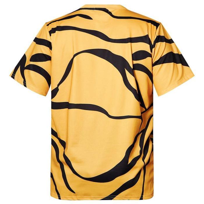 Mens T Shirt Hungry Tiger Printing Pattern Tee
