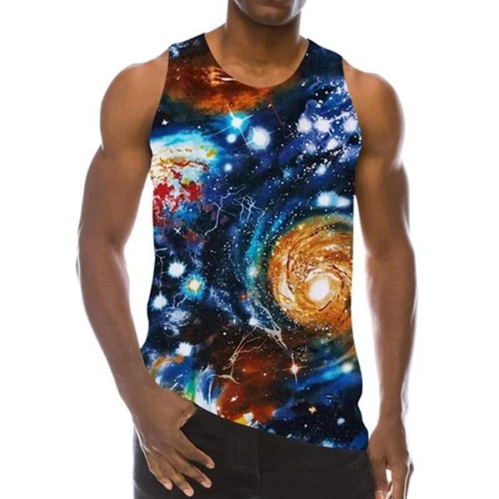 Mens Tank Tops 3D Printing Galaxy Stars Printed Vest