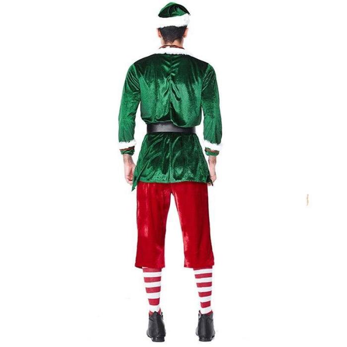 Adult Christmas Santa Claus Costume Green Xmas Elf Couple Cosplay Carnival Macot Party Fancy Dress