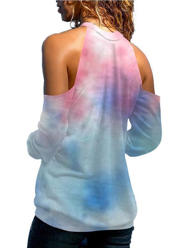 Womens Tie Dye Clod Shoulder Blouse