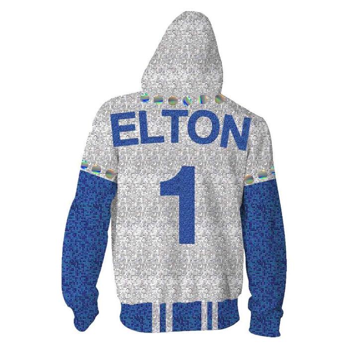 Rocketman Elton John Dodgers Hoodie Zip Up Sweatshirt Jacket Cosplay Costume
