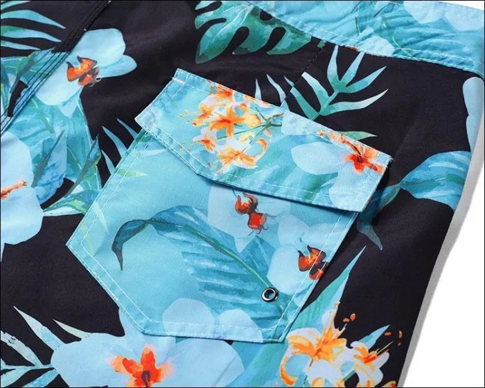 Men'S Beach Board Shorts Tropical Floral Pattern Swimming Pants