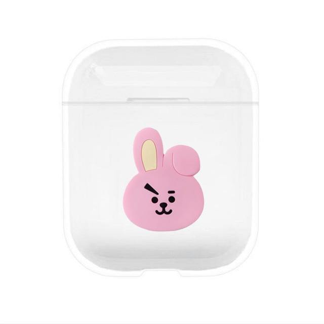 Cute Cartoon Character Icon Bts Bt21 Transparent Apple Airpods Protective Case Cover