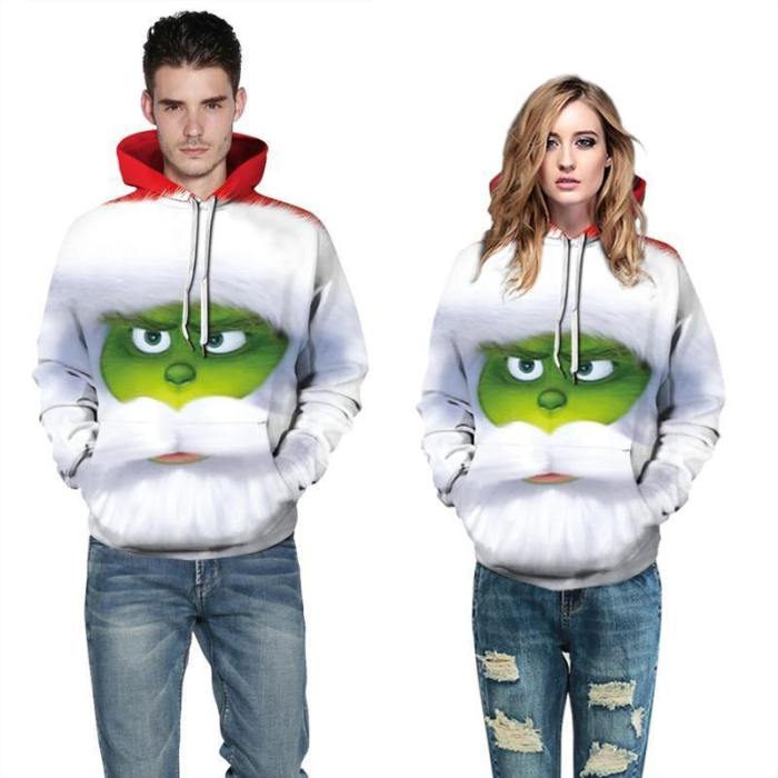 Mens Hoodies 3D Graphic Printed The Grinch Movie White Pullover