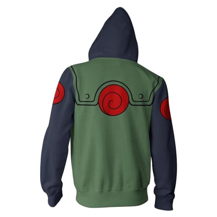 Unisex Kakashi Hoodies Naruto Zip Up 3D Print Jacket Sweatshirt