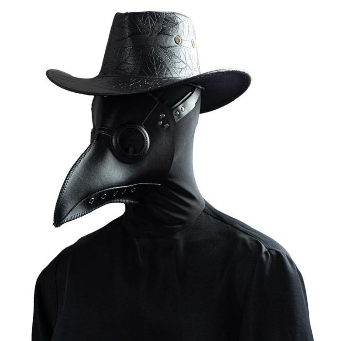 Plague Doctor Bird Beak Mask Steampunk Long Robe Outfit Halloween Cosplay Costume
