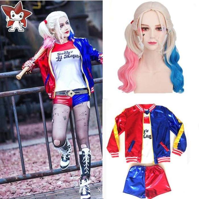 Girls Kids Harley Quinn Costume Cosplay JOKER Suicide Squad Halloween Purim Jacket Sets Chamarras De Batman Wig Accessories