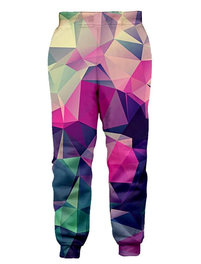 Mens Jogger Pants 3D Printing Colorful Geometric Pattern Sweatpants