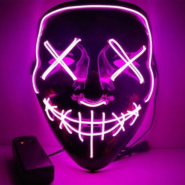 Led Mask Halloween Party Masque Masquerade Masks Neon Maske Light Glow