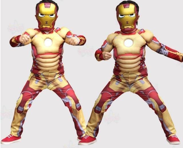 Iron Man Costume For Kids Mask Cosplay Ironman Halloween Costumes Girls Boys Children Carnival Superhero Avengers Child Muscle