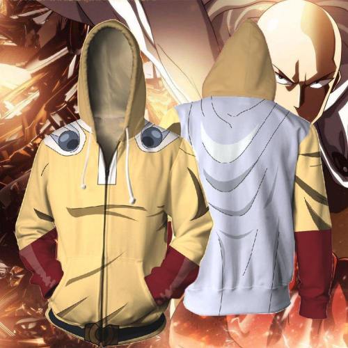 One Punch Man Hoodies - Japanese Anime Zip Up Hooded Sweatshirt
