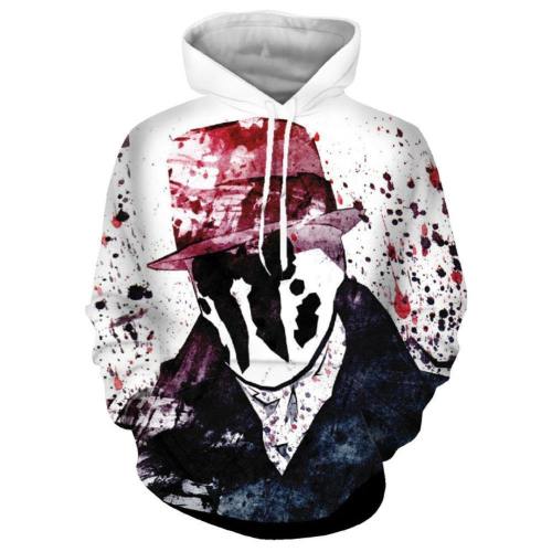Unisex Movie Watchmen Rorschach Cosplay Costume 3D Printed Hooded Sweatshirt Hoodies Sports Tops Jacket