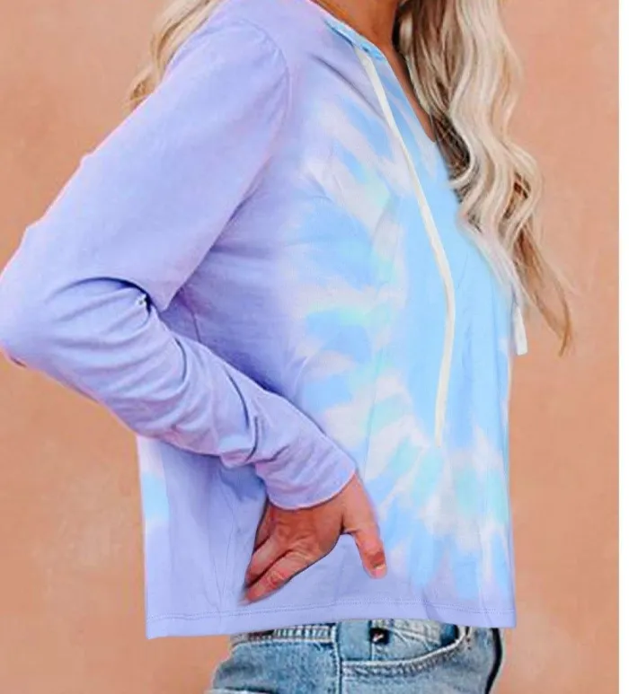 Women Tie Dye Hoodie Casual Long Sleeve Tops